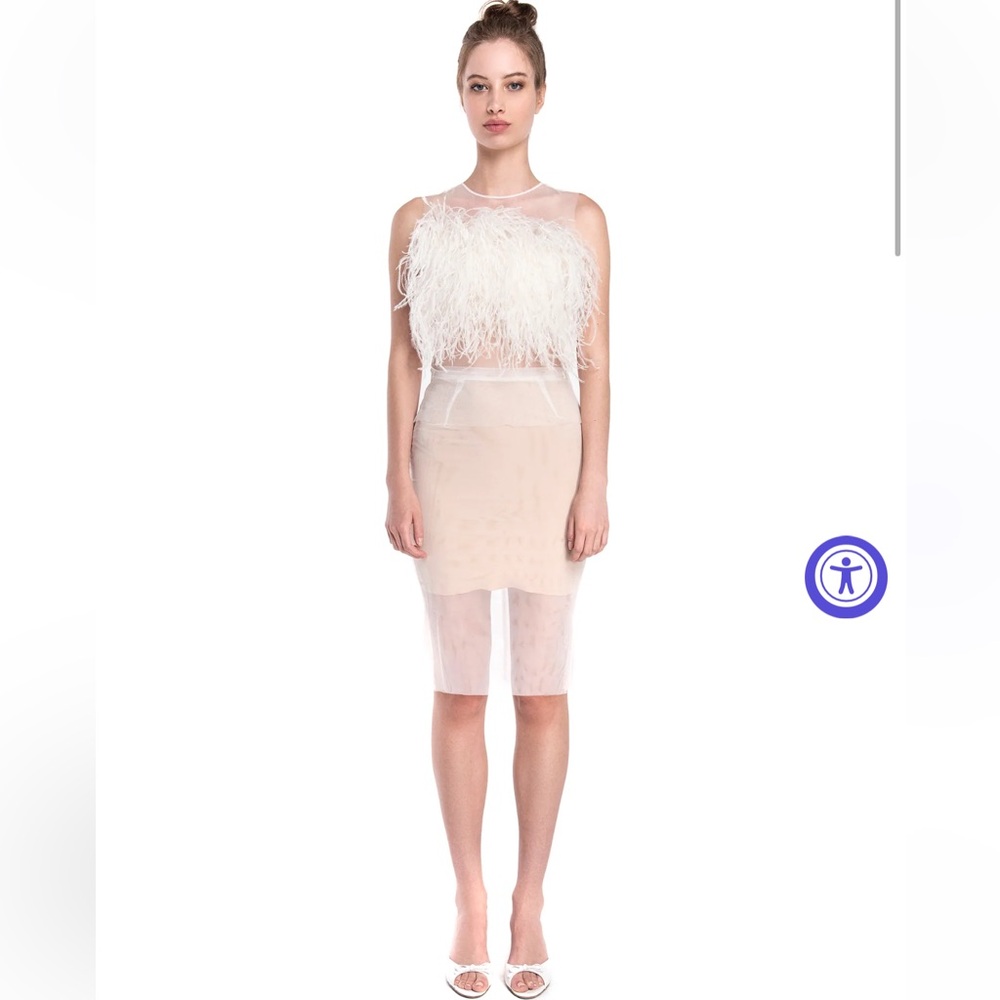 The Bar 'Louis' White/Blanc Sheer Skirt Size 6 - Runs small - never worn